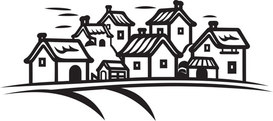 Shadowed Serenade Dark Village Vector ArtInk Drenched Chronicles Vectorized Villages