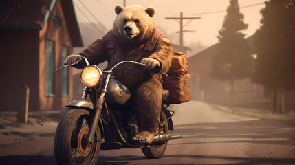 A bear riding a bike next to a bear on a bike.