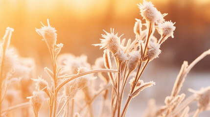 Detailed view of plant covered in frost. Perfect for nature-themed designs and winter-related projects