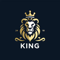 Luxury lion king logo design vector template