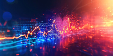 Fototapeta premium Vibrant color heart beat line concept