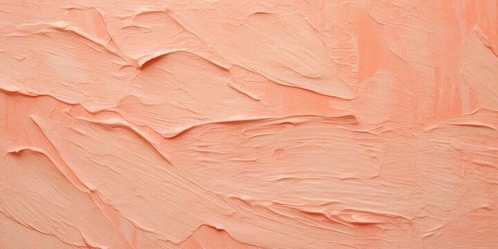 Generative AI, Closeup of impasto abstract rough peach fuzz color art painting texture	
