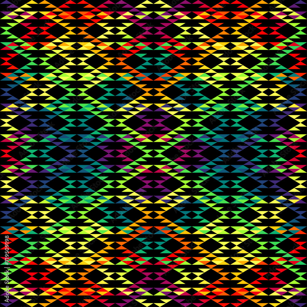 Poster colorful aztec fabric, wallpaper and home decor. abstract seamless tileable pattern. triangles aztec