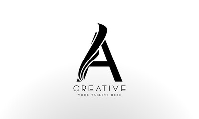 Letter A Logo Design Vector with Curved Swoosh Lines and Creative Look