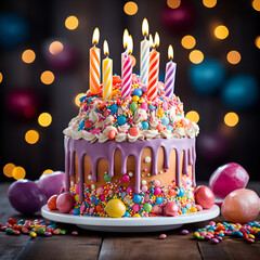 birthday cake with candles