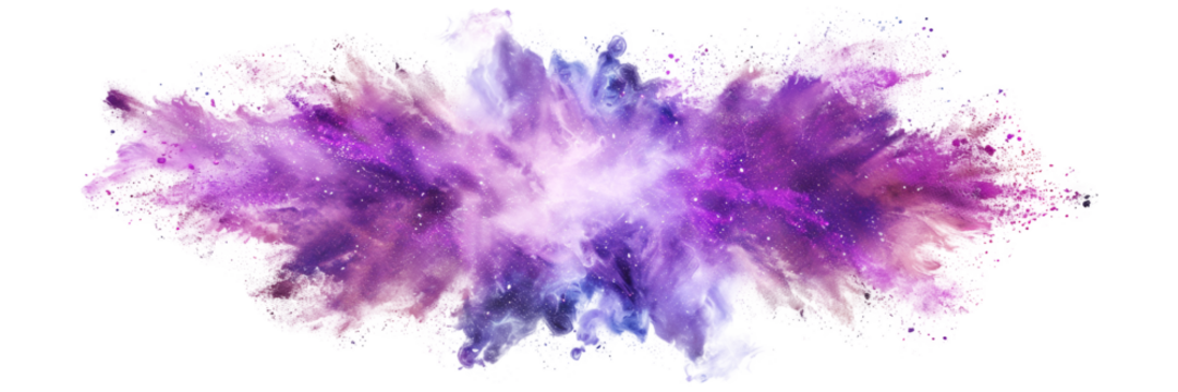 Purple explosion with galactic nebula colors isolated on transparent background