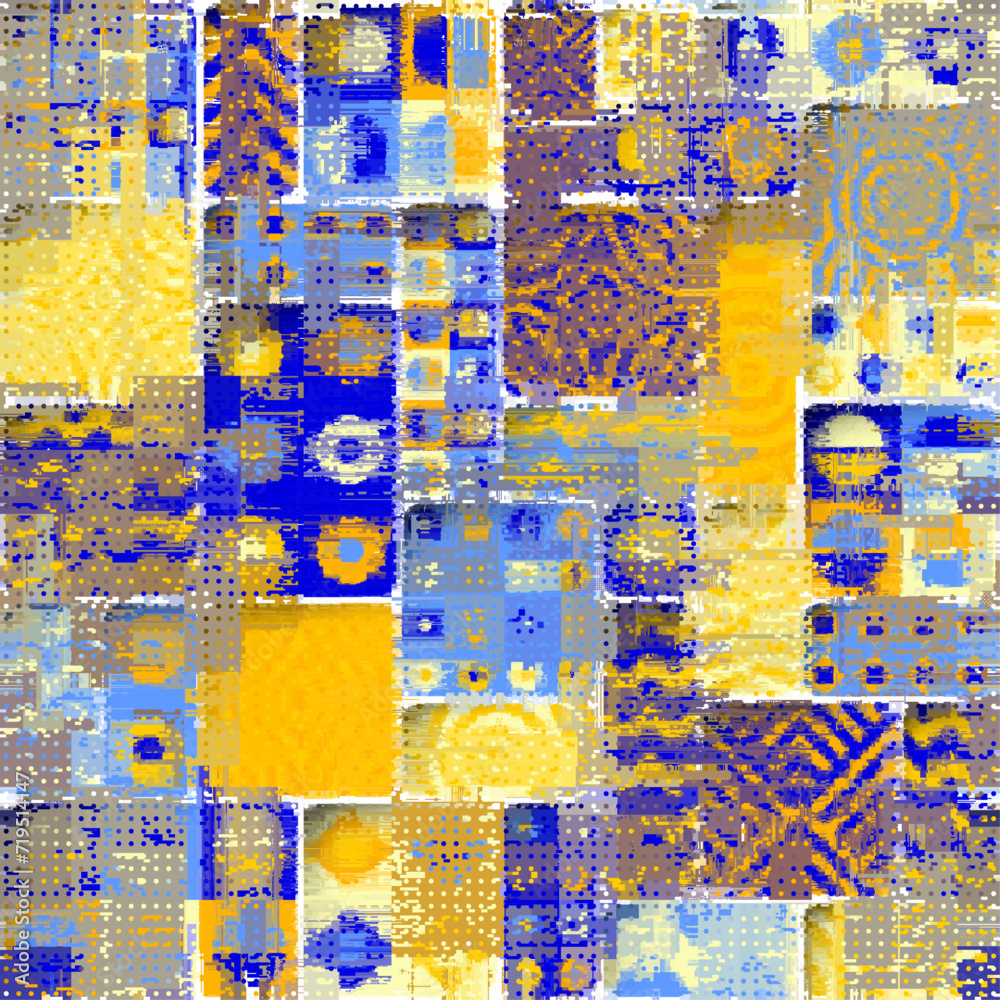 Poster vector pattern with imitation of grunge glitch texture. seamless grunge background