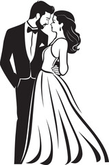 Subtle Serenity Black and White CouplesGraphite Embrace Wedding Illustration Set