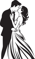 Chic Vows Vector Love IllustrationsElegant Affection Black Wedding Moments
