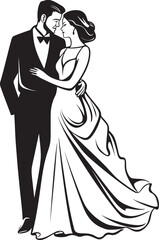 Ink Sketches of Love Monochrome Wedding VectorsElegant Embrace Vector Couple Silhouettes