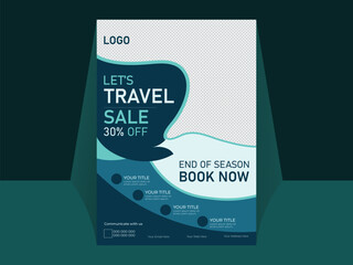 Fototapeta premium Travel flayer design template, easy editable