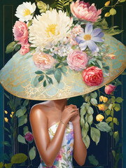 portrait of a woman with flowers on her head 
