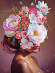 portrait of a woman with flowers on her head 