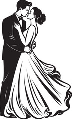 Artistic Affection Vector Love DuosLinear Harmony Black Wedding Illustrations