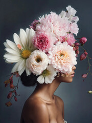 portrait of a woman with flowers on her head 