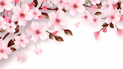 A floral background with pink flowers on a white background