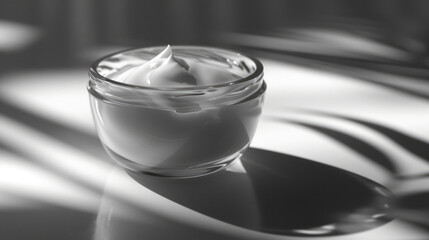 Simple yet refreshing image of glass of yogurt sitting on table. This versatile image can be used for various purposes