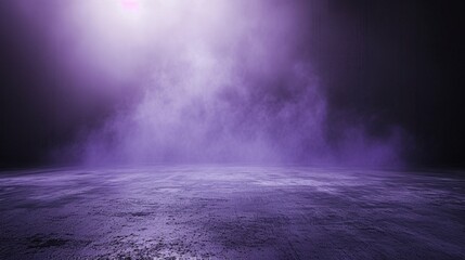 abstract image of dark purple room concrete floor panoramic view of the abstract fog white cloudiness, space for product presentation ,mist or smog moves on dark purple background - obrazy, fototapety, plakaty