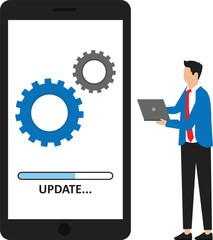 Fix System Update Change New Version and Install the update process, Suitable for web landing pages, ui, mobile apps, banner templates concept, 
