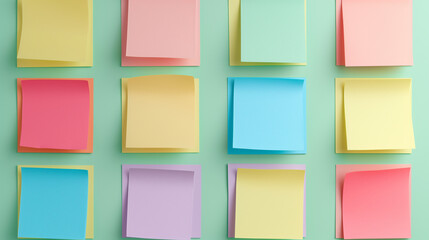 Sticky Notes Mockup,Blank multicolor sticky notes ,Set of white ,red,blue,pink,yellow sheets of note paper isolated on transparent background. Four sticky notes. Vector illustration.