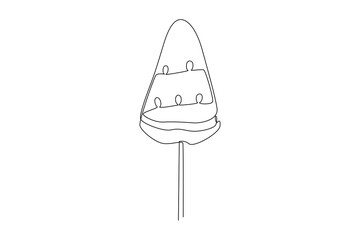 Single continuous line drawing of watermelon lillipop. Bonus or special offer. Present. Concept of celebration. One line draw graphic design vector illustration
