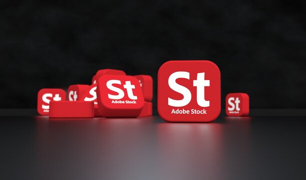 adobe stock, Adobe Services Logo Visual Presentation - Social Media Background. (3D Render)