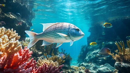 Coral reef and fish in the Red Sea. Egypt, Africa