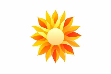 A colorful logo of a stylized sun in vibrant shades of yellow and orange. Isolated on white solid background