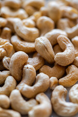 close up of a pile of cashew nuts