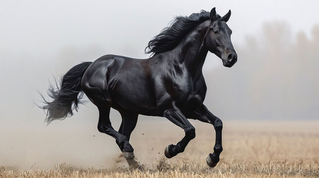 Black marwari horse is raring
