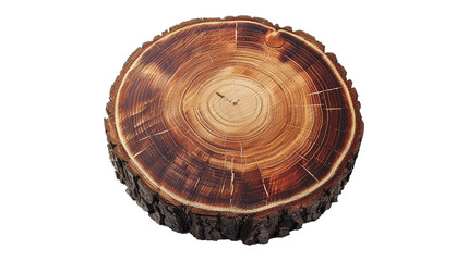 Smooth cross section of a tree with bark, show casing the age rings ands wood grain - obrazy, fototapety, plakaty