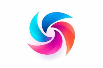 A dynamic and colorful logo design featuring abstract shapes and gradients, emanating energy and creativity on a white solid background