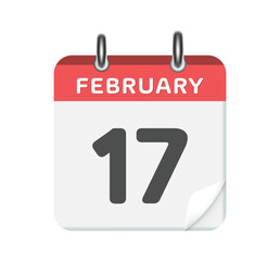 February 17. Calendar leaf on white background.