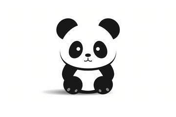 A vector illustration of a cute and adorable panda with a simple graphic design, incorporating versatile colors that make it ideal for modern or minimalist Isolated on a white solid background