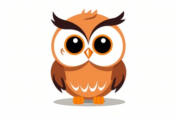 A vector illustration of a cute and friendly owl with a simple graphic design, incorporating versatile colors that are perfect for modern or minimalist . Isolated on a white solid background