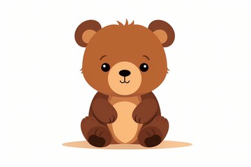 A vector illustration of a cute and lovable bear with a simple graphic design, showcasing versatile colors that are perfect for modern or minimalist clipart  Isolated on a white solid background