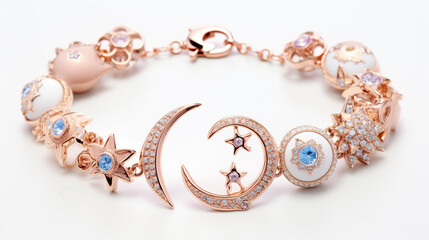 Whimsical celestial-themed charm bracelet