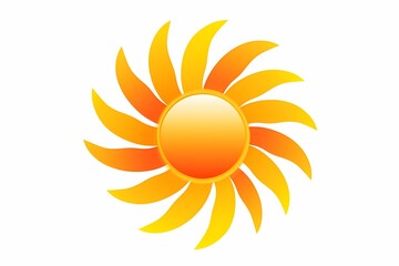 A vibrant logo of a stylized sun in gradient shades of yellow and orange. Isolated on a white solid background