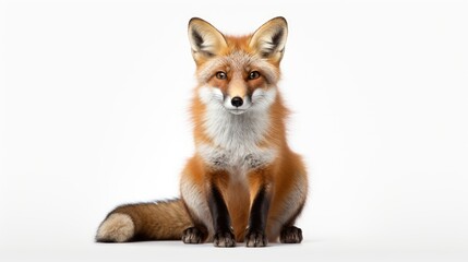 portrait of a red fox isolated on a white background, capturing the wild beauty and charm of this cunning forest creature