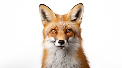 Fototapeta premium portrait of a red fox isolated on a white background, capturing the wild beauty and charm of this cunning forest creature