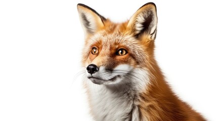 portrait of a red fox isolated on a white background, capturing the wild beauty and charm of this cunning forest creature