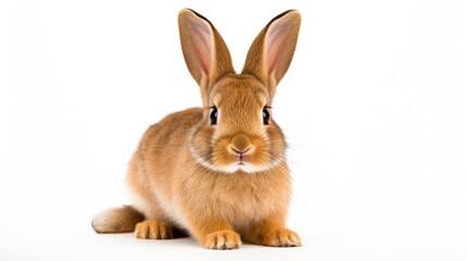 portrait of a cute brown rabbit on a white background, capturing the furry charm and pet-friendly nature of this adorable bunny