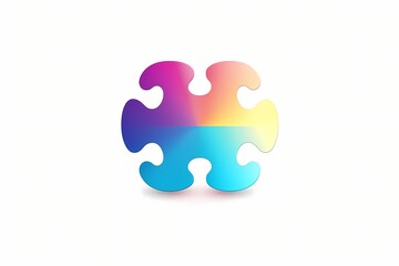 Abstract puzzle piece logo, featuring precise vectors, minimalistic charm, soothing colors, HD capture, isolated on white solid background