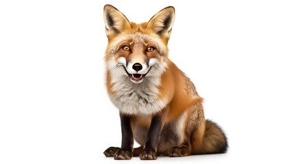 Fototapeta premium portrait of a red fox isolated on a white background, capturing the wild beauty and charm of this cunning forest creature