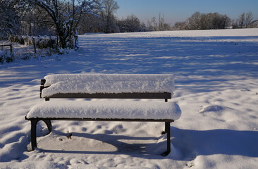 bench in the snow