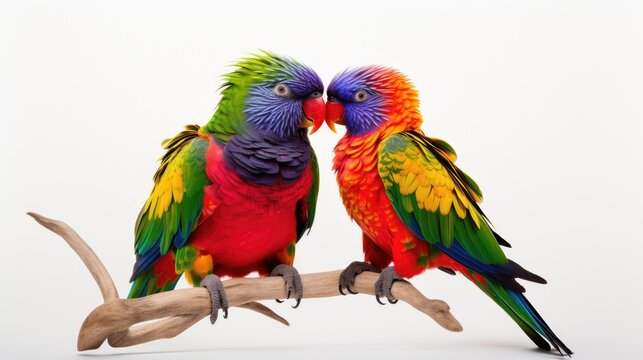 two colorful parrots in love