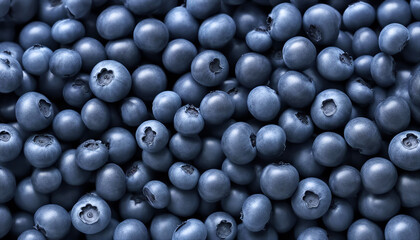 Blueberries background. Blueberries are scattered on the table. Lots of berries. AI generated