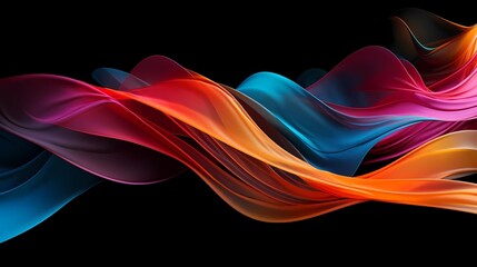 abstract dynamic neon multicolor energy flow wave curve lines against a sleek black background	
