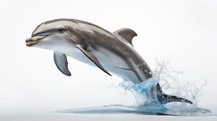 portrait of a dolphin isolated on a clean white background, capturing the underwater beauty and marine elegance of this intelligent marine mammal