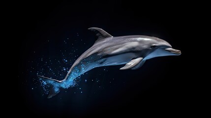 Obraz premium portrait of a dolphin isolated on a clean white background, capturing the underwater beauty and marine elegance of this intelligent marine mammal